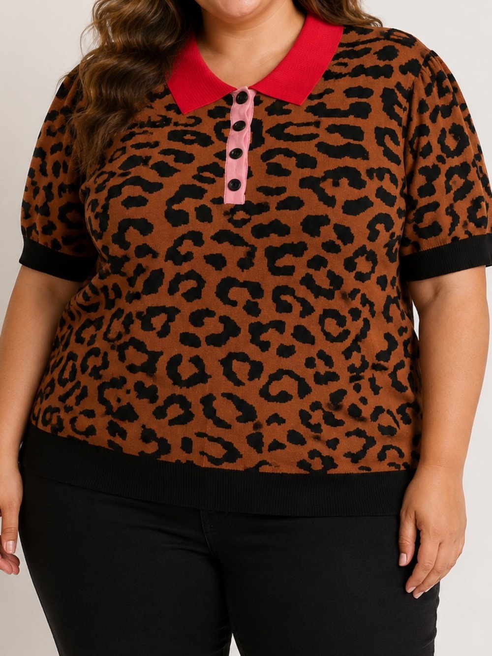 Oxknit Leopard Print Knit Top 2XL